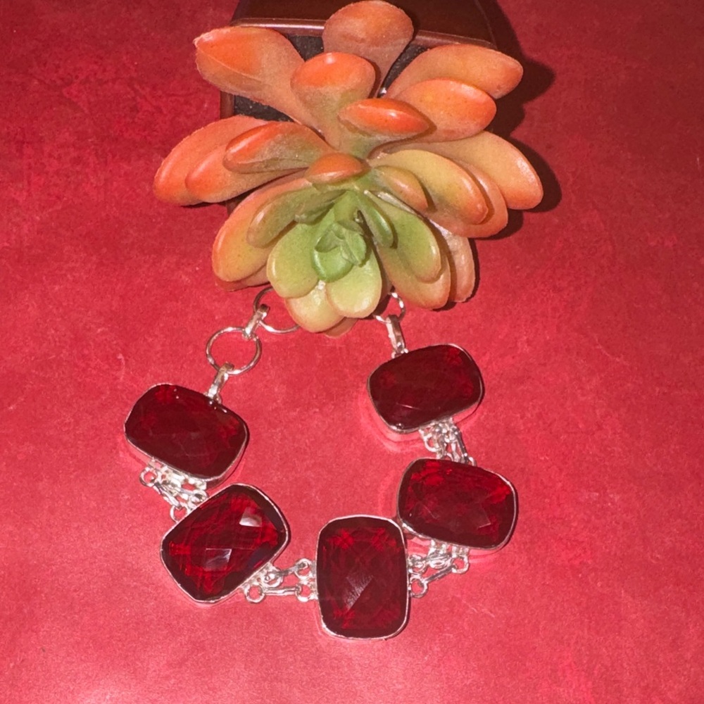 Silver Garnet Bracelet